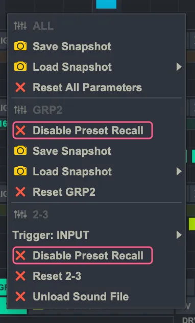 Disabling Preset Recall