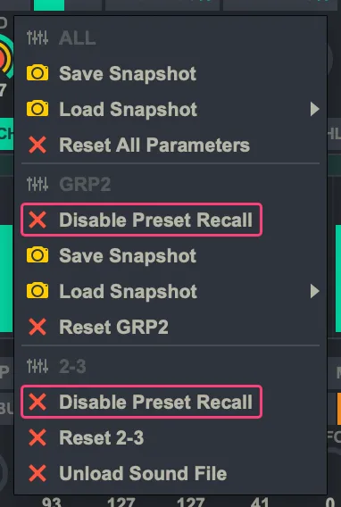 Disabling Preset Recall
